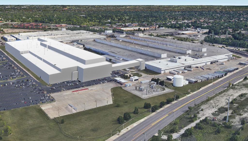 The rendering is of the new Mack Avenue Assembly Complex once FCA invests $1.6 billion to convert the two plants into a future assembly site.